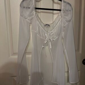 I.AM.GIA white Sheer Lindsey top M bride lingerie feminine